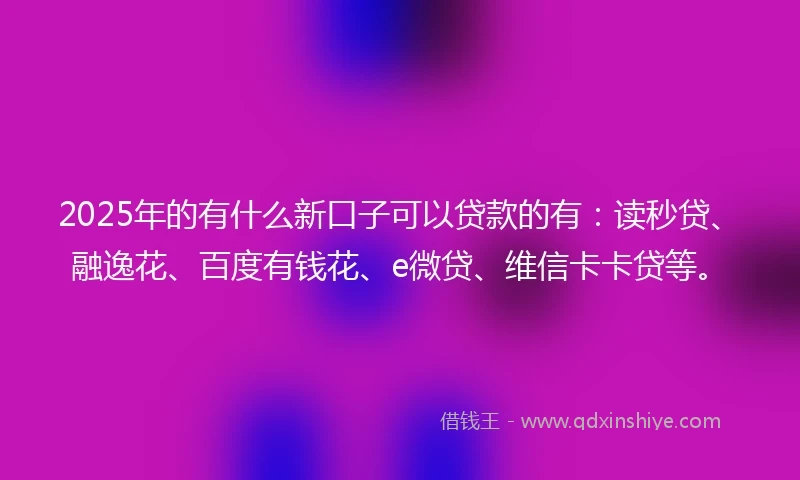 2025年的有什么新口子可以贷款的有：读秒贷、融逸花、百度有钱花、e微贷、维信卡卡贷等。
