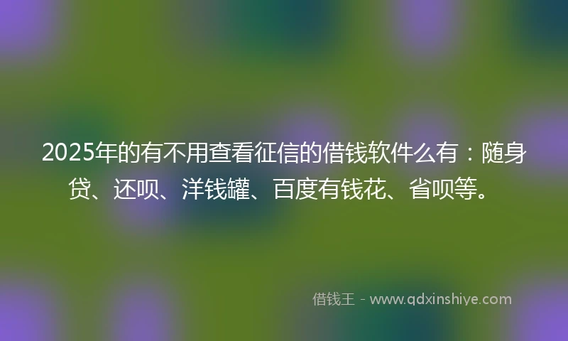 2025年的有不用查看征信的借钱软件么有:随身贷、还呗、洋钱罐、百度有钱花、省呗等。