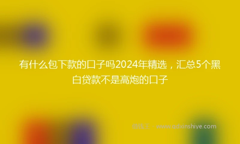 有什么包下款的口子吗2024年精选，汇总5个黑白贷款不是高炮的口子