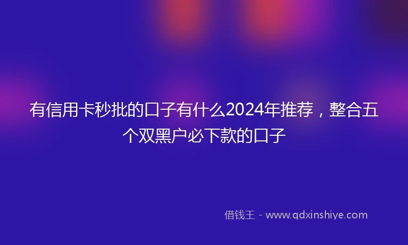 有信用卡秒批的口子有什么2024年推荐，整合五个双黑户必下款的口子