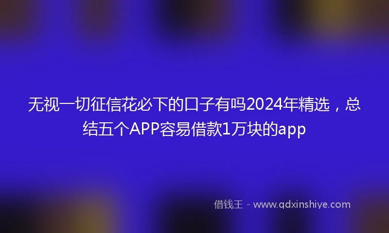 无视一切征信花必下的口子有吗2024年精选，总结五个APP容易借款1万块的app