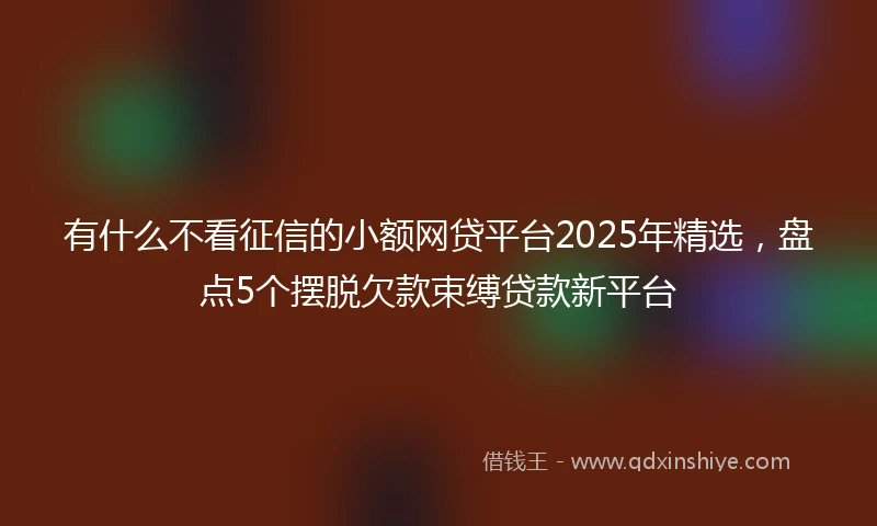 有什么不看征信的小额网贷平台2025年精选，盘点5个摆脱欠款束缚贷款新平台