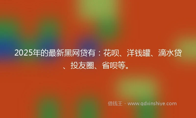 2025年的最新黑网贷有：花呗、洋钱罐、滴水贷、投友圈、省呗等。