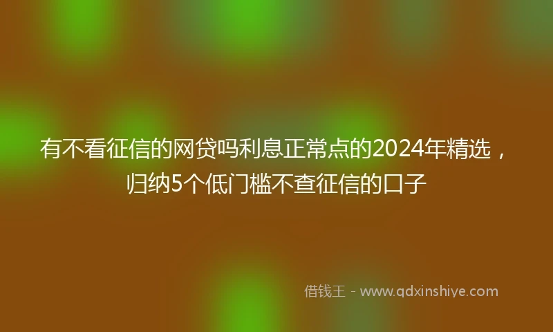 有不看征信的网贷吗利息正常点的2024年精选，归纳5个低门槛不查征信的口子