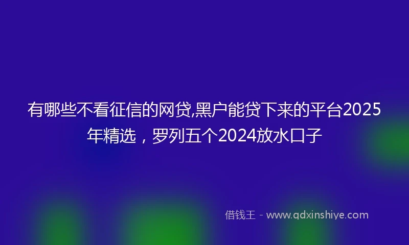 有哪些不看征信的网贷,黑户能贷下来的平台2025年精选，罗列五个2024放水口子