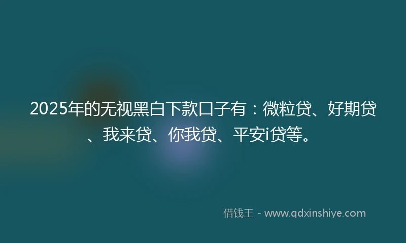 2025年的无视黑白下款口子有：微粒贷、好期贷、我来贷、你我贷、平安i贷等。