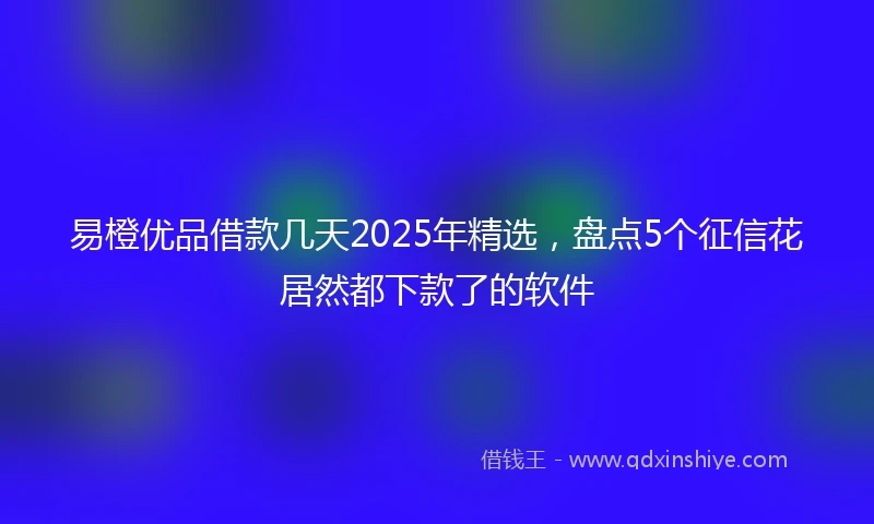 易橙优品借款几天2025年精选，盘点5个征信花居然都下款了的软件