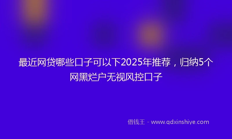 最近网贷哪些口子可以下2025年推荐，归纳5个网黑烂户无视风控口子