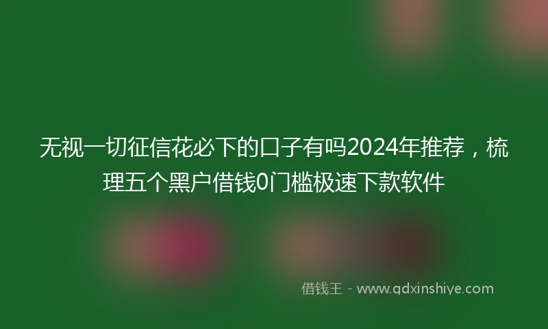 无视一切征信花必下的口子有吗2024年推荐，梳理五个黑户借钱0门槛极速下款软件