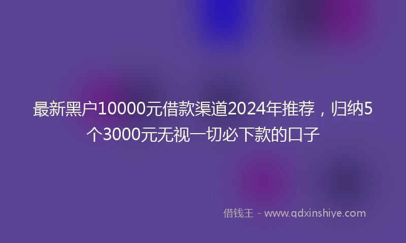 最新黑户10000元借款渠道2024年推荐，归纳5个3000元无视一切必下款的口子