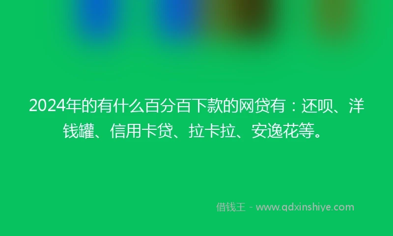 2024年的有什么百分百下款的网贷有：还呗、洋钱罐、信用卡贷、拉卡拉、安逸花等。