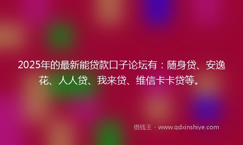 2025年的最新能贷款口子论坛有：随身贷、安逸花、人人贷、我来贷、维信卡卡贷等。