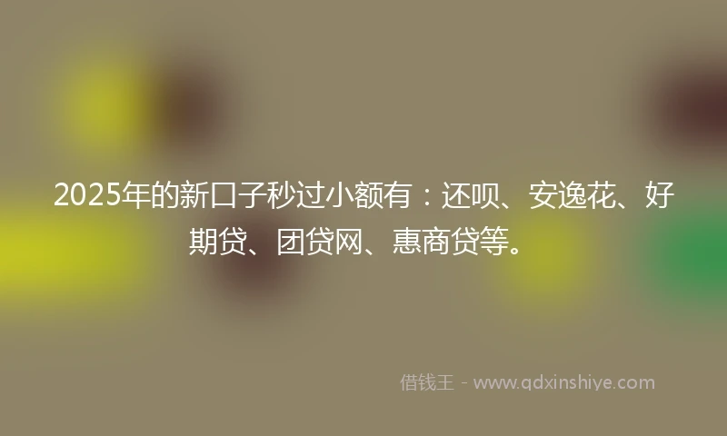 2025年的新口子秒过小额有：还呗、安逸花、好期贷、团贷网、惠商贷等。