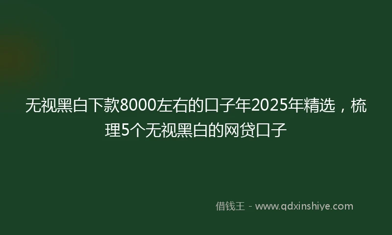 无视黑白下款8000左右的口子年2025年精选，梳理5个无视黑白的网贷口子