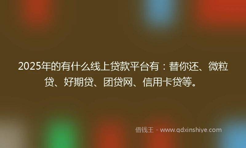 2025年的有什么线上贷款平台有：替你还、微粒贷、好期贷、团贷网、信用卡贷等。