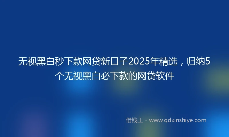 无视黑白秒下款网贷新口子2025年精选，归纳5个无视黑白必下款的网贷软件
