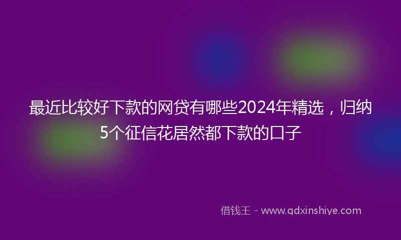 最近比较好下款的网贷有哪些2024年精选，归纳5个征信花居然都下款的口子