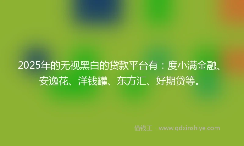 2025年的无视黑白的贷款平台有:度小满金融、安逸花、洋钱罐、东方汇、好期贷等。