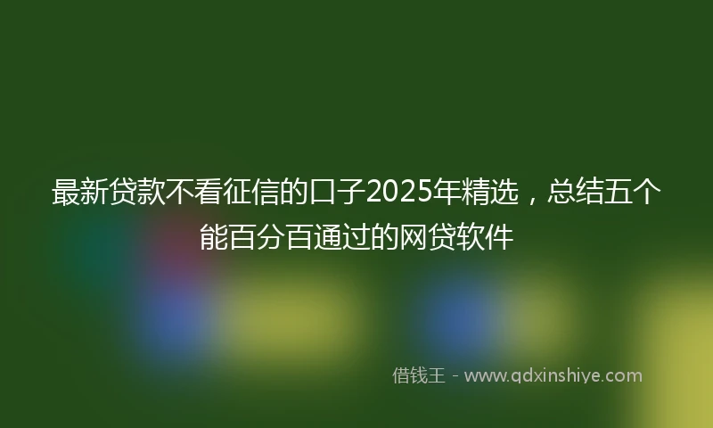 最新贷款不看征信的口子2025年精选，总结五个能百分百通过的网贷软件
