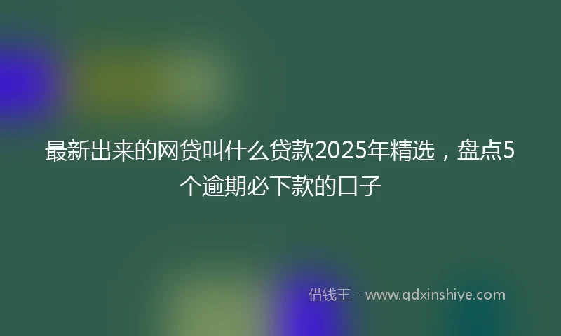 最新出来的网贷叫什么贷款2025年精选，盘点5个逾期必下款的口子