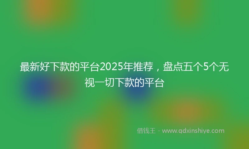 最新好下款的平台2025年推荐，盘点五个5个无视一切下款的平台