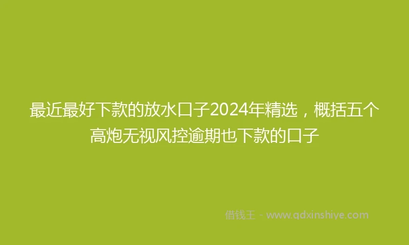 最近最好下款的放水口子2024年精选，概括五个高炮无视风控逾期也下款的口子
