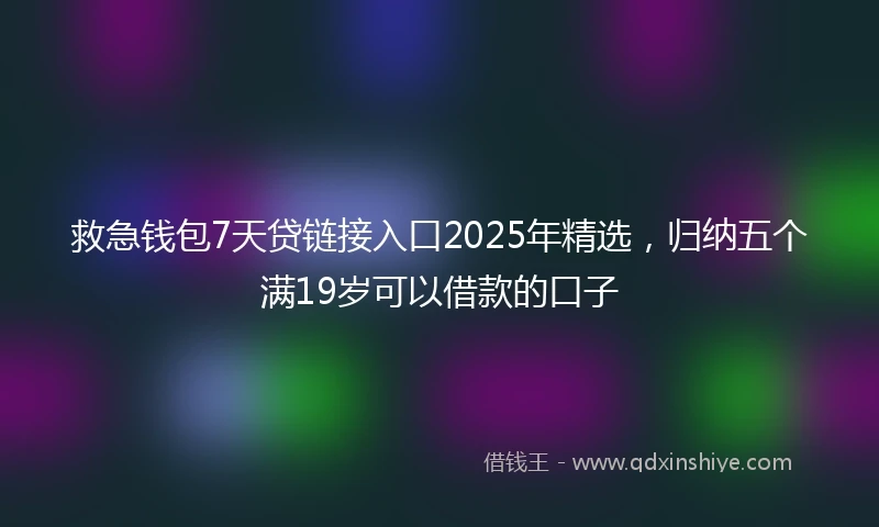 救急钱包7天贷链接入口2025年精选，归纳五个满19岁可以借款的口子