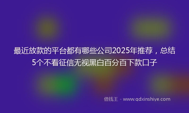 最近放款的平台都有哪些公司2025年推荐，总结5个不看征信无视黑白百分百下款口子