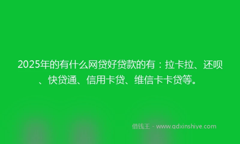 2025年的有什么网贷好贷款的有：拉卡拉、还呗、快贷通、信用卡贷、维信卡卡贷等。