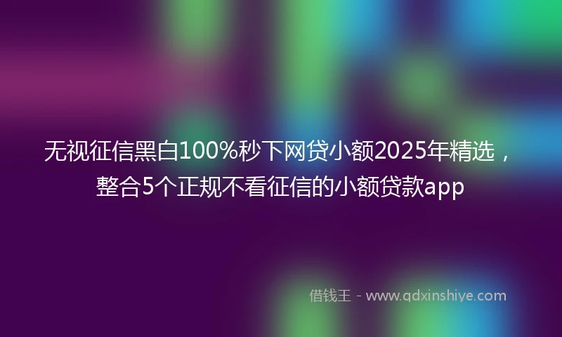 无视征信黑白100%秒下网贷小额2025年精选，整合5个正规不看征信的小额贷款app