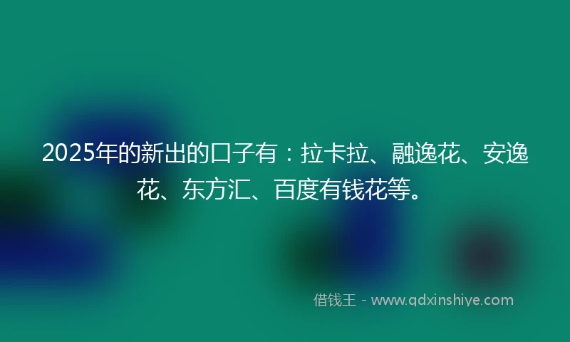 2025年的新出的口子有：拉卡拉、融逸花、安逸花、东方汇、百度有钱花等。