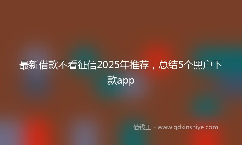 最新借款不看征信2025年推荐，总结5个黑户下款app