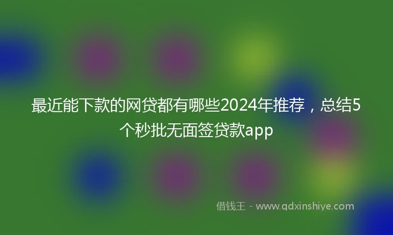 最近能下款的网贷都有哪些2024年推荐，总结5个秒批无面签贷款app