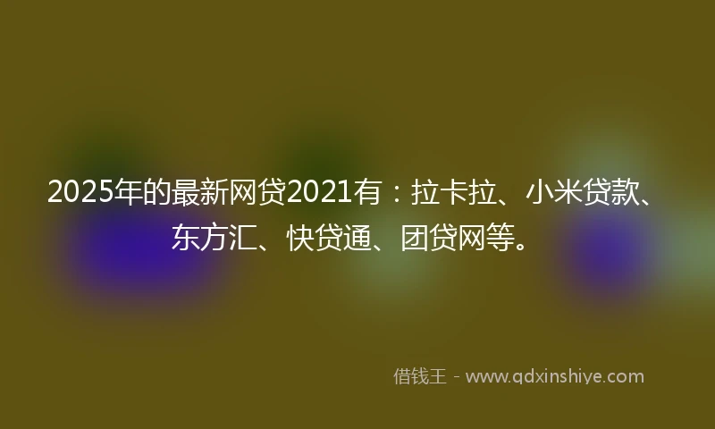 2025年的最新网贷2021有：拉卡拉、小米贷款、东方汇、快贷通、团贷网等。