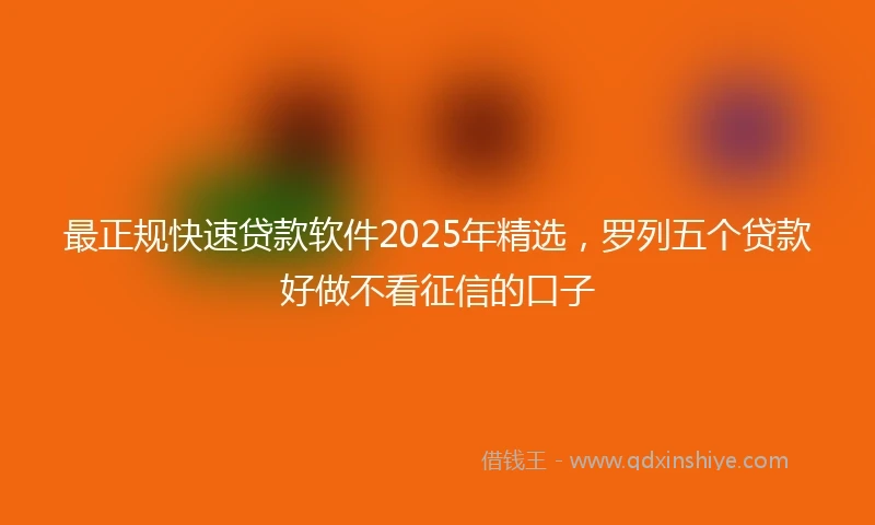 最正规快速贷款软件2025年精选，罗列五个贷款好做不看征信的口子
