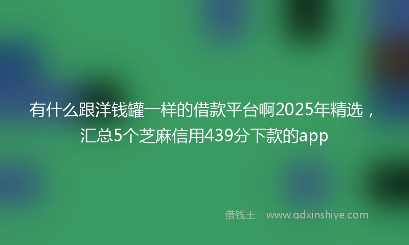 有什么跟洋钱罐一样的借款平台啊2025年精选，汇总5个芝麻信用439分下款的app