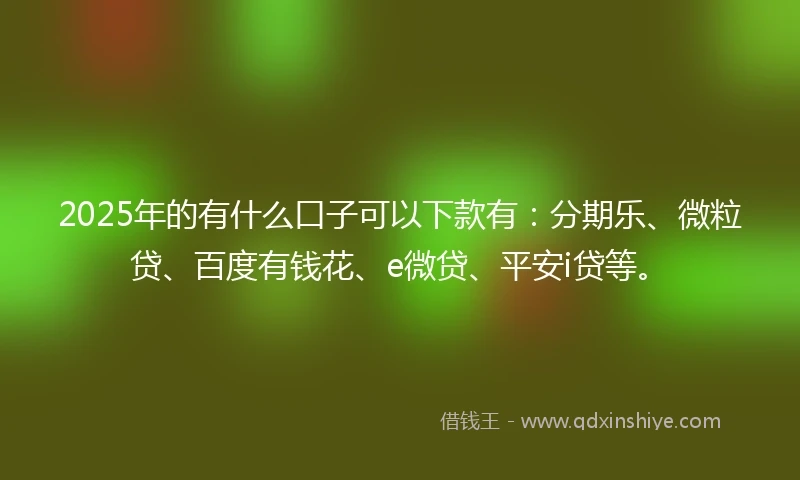 2025年的有什么口子可以下款有：分期乐、微粒贷、百度有钱花、e微贷、平安i贷等。