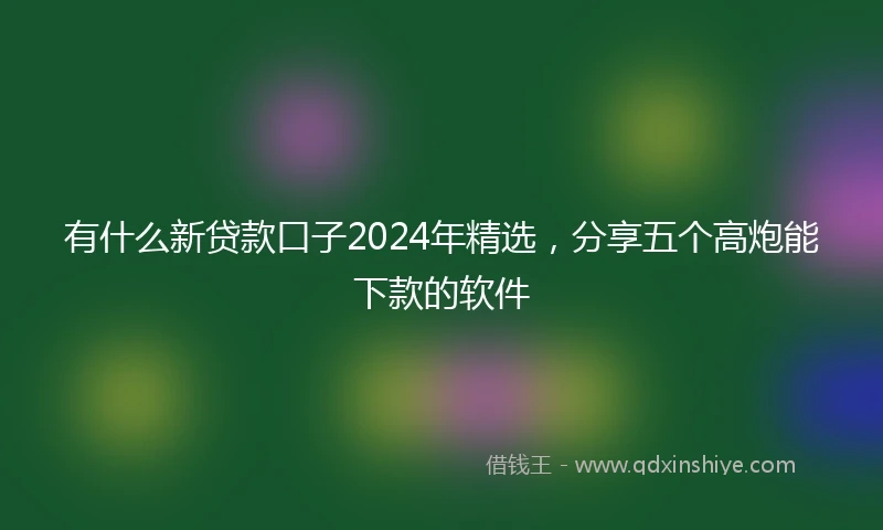 有什么新贷款口子2024年精选，分享五个高炮能下款的软件