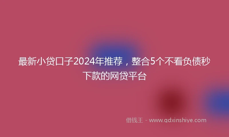 最新小贷口子2024年推荐，整合5个不看负债秒下款的网贷平台