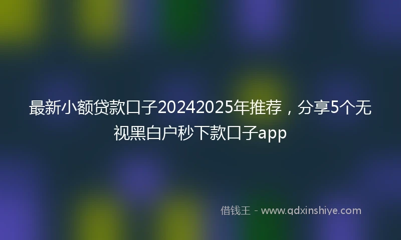 最新小额贷款口子20242025年推荐，分享5个无视黑白户秒下款口子app
