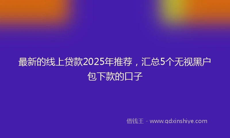 最新的线上贷款2025年推荐，汇总5个无视黑户包下款的口子