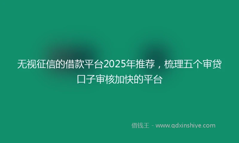 无视征信的借款平台2025年推荐，梳理五个审贷口子审核加快的平台