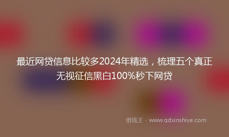 最近网贷信息比较多2024年精选，梳理五个真正无视征信黑白100%秒下网贷