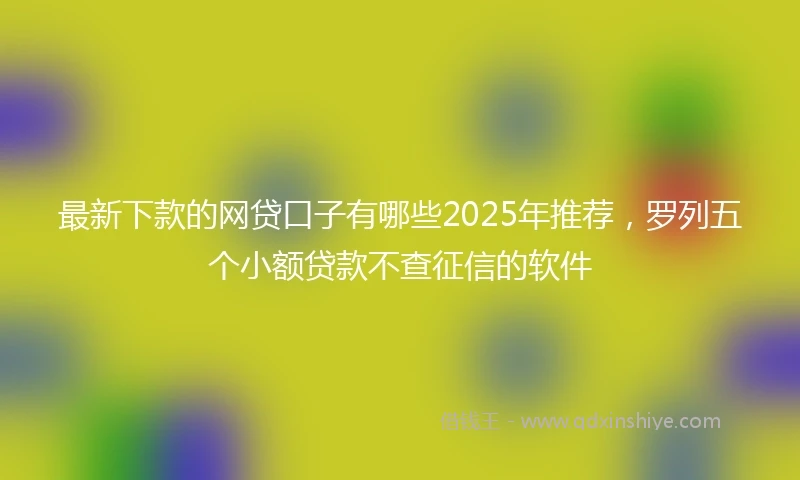 最新下款的网贷口子有哪些2025年推荐，罗列五个小额贷款不查征信的软件