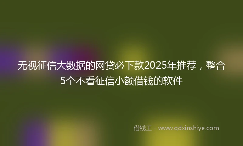 无视征信大数据的网贷必下款2025年推荐，整合5个不看征信小额借钱的软件