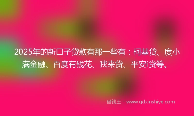 2025年的新口子贷款有那一些有：柯基贷、度小满金融、百度有钱花、我来贷、平安i贷等。