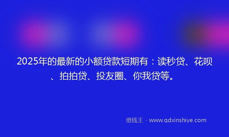 2025年的最新的小额贷款短期有：读秒贷、花呗、拍拍贷、投友圈、你我贷等。