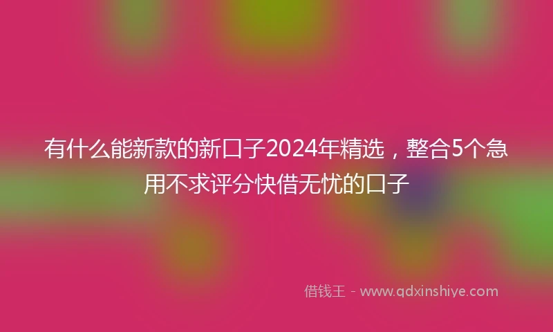 有什么能新款的新口子2024年精选，整合5个急用不求评分快借无忧的口子