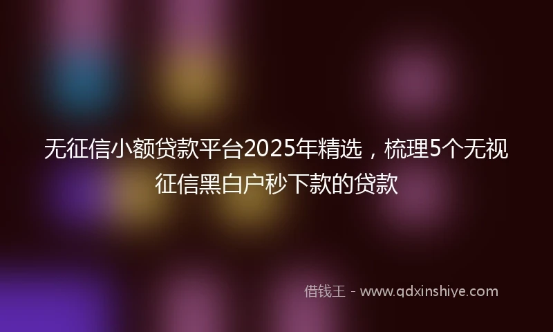 无征信小额贷款平台2025年精选，梳理5个无视征信黑白户秒下款的贷款