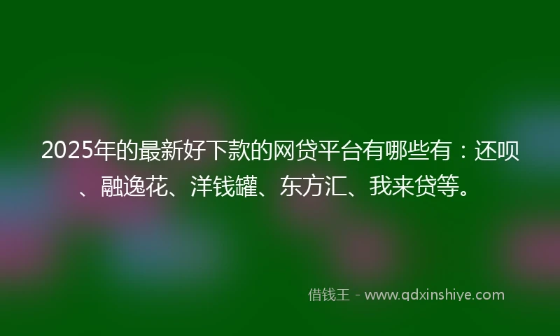 2025年的最新好下款的网贷平台有哪些有：还呗、融逸花、洋钱罐、东方汇、我来贷等。
